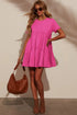 Tiered Round Neck Short Sleeve Mini Dress - Odaingerous